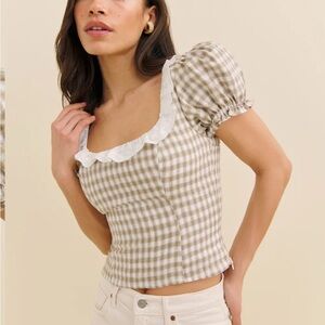 Reformation Alice Linen Top Natural - Size 4